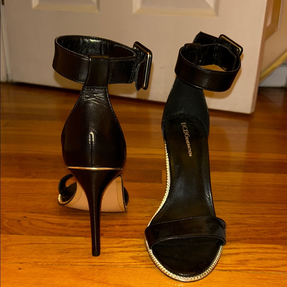 BCBGeneration Black Ankle Strap Heels - Picture 3 of 5